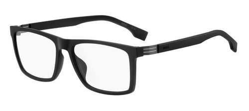 Men's rectangular shaped lightweight polyamide full rim glasses in matt black with a sure fit feel - image view 1