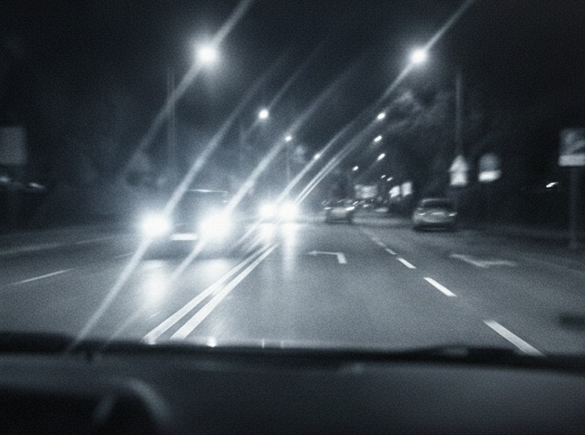 Road view without NightDrive lenses