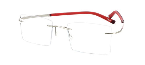 Labros - Shiny Silver & Red - Titanium prescription glasses front left view