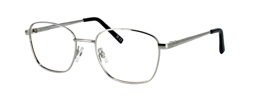 Blanko - Unisex shiny silver metal square shaped glasses with sprung hinge temple - image view 1