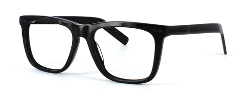 Edward Scotts Warhol - Shiny Black prescription glasses front left view