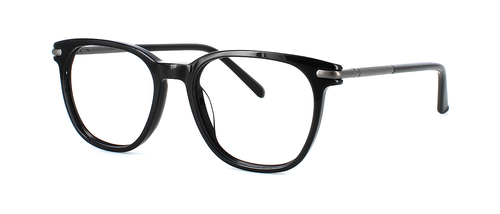 Brunel - Shiny Black prescription glasses front left view