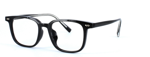 Sax in Shiny Black prescription glasses front left view