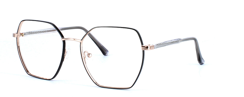 Grus - Blk & Gld prescription glasses front left view