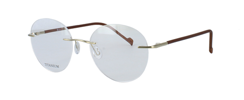Cosham - Titanium - Gold prescription glasses front left view
